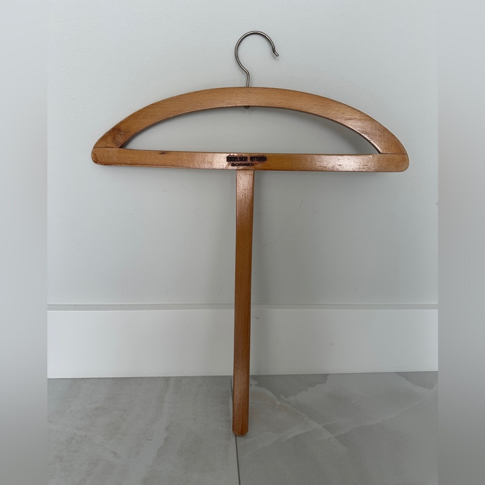Rare Antique 1960s 5 Star Excelsior Vittoria Sorrento Wooden TShaped Coat Hanger